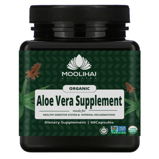 Organic Aloe Vera Capsules / 100 % Pure and Natural Aloe Vera Supplements for hair growth, Skin - 100 gm