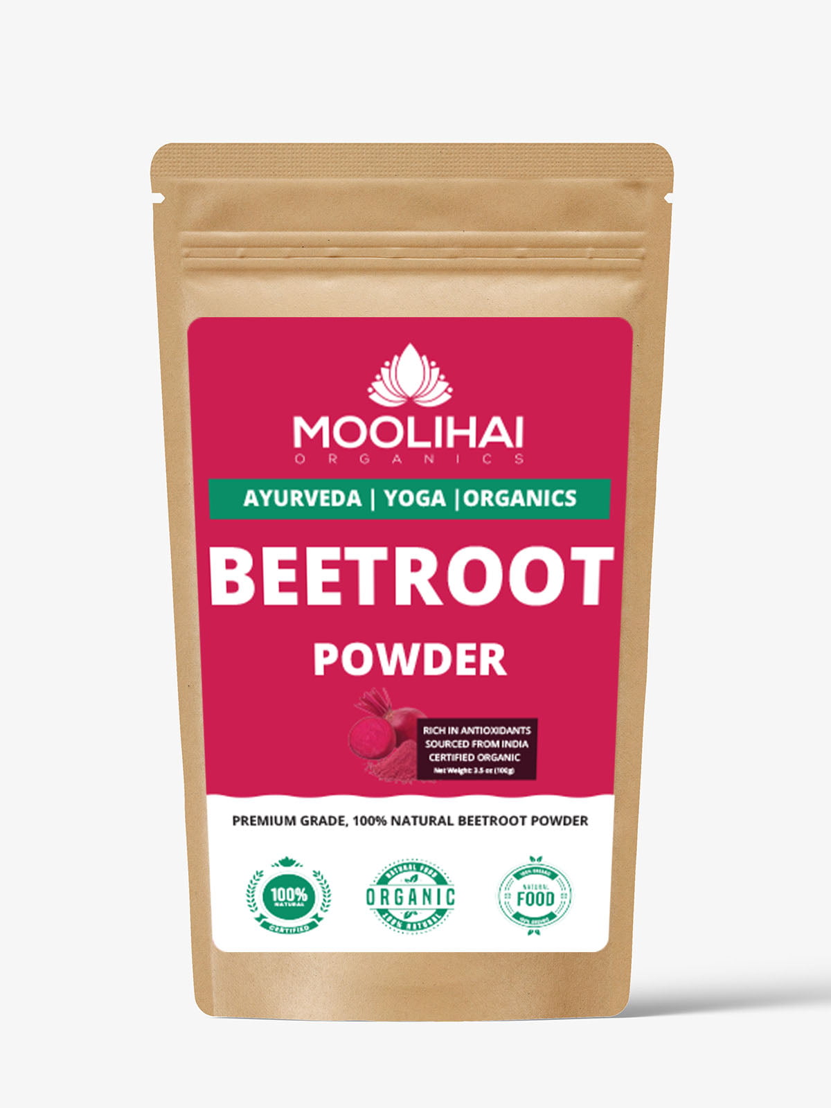 Natural Beetroot Powder | Chukandar Powder | Beta Vulgaris (Best for Health, Skin & Hair) - Image 2