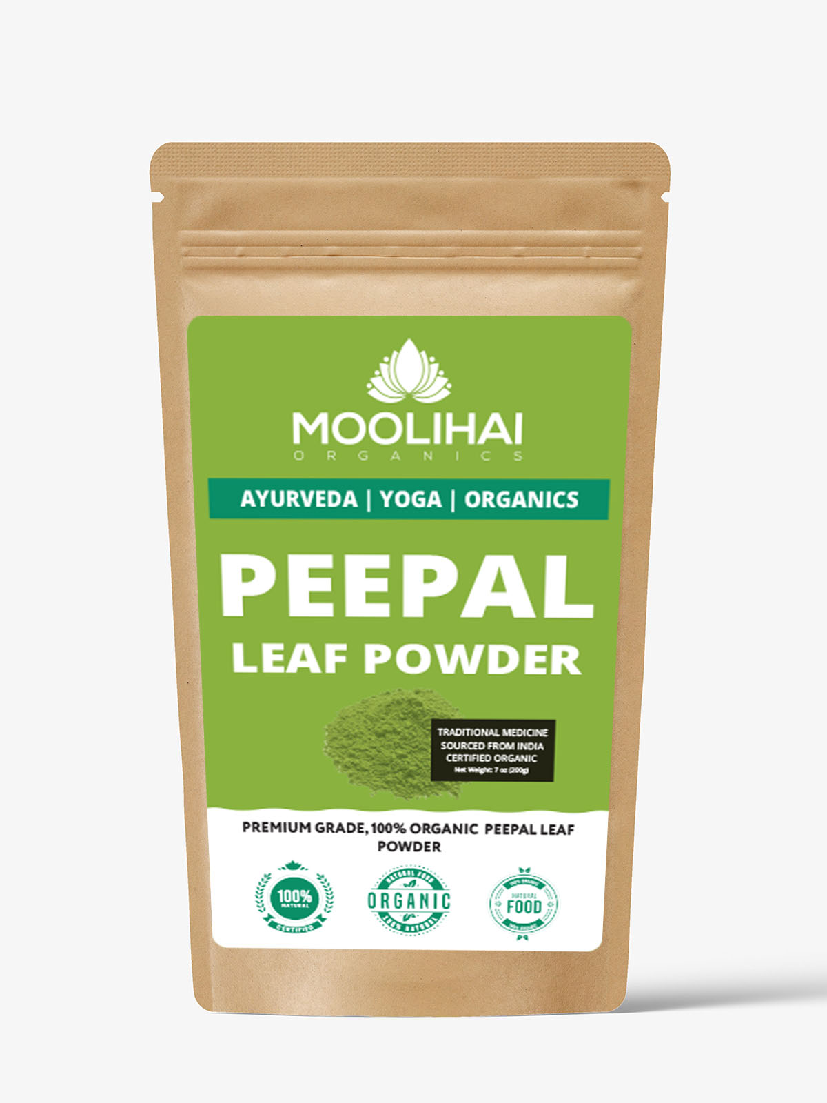 Organic Certified Peepal Leaf Powder / Arasa Ilai Podi / Sacred Fig Powder / Ficus Religiosa