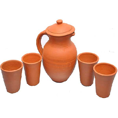 Clay Jug and Tumbler Set