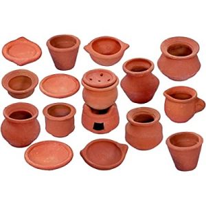 Set Dapur Tanah Liat Mini – Mainan & Hiasan Tradisional Semula Jadi