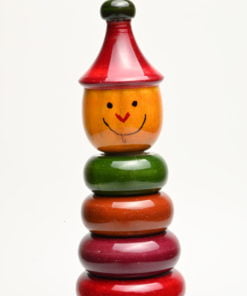 Alternative view of Wooden Pyramid Childrens Toy Made Of Colorful Rings - Round Multiple color wooden tower set for kids play - Smooth rings, Solid wood base - Stacker Classic toy - Shape Learning