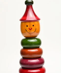 Alternative view of Wooden Pyramid Childrens Toy Made Of Colorful Rings - Round Multiple color wooden tower set for kids play - Smooth rings, Solid wood base - Stacker Classic toy - Shape Learning